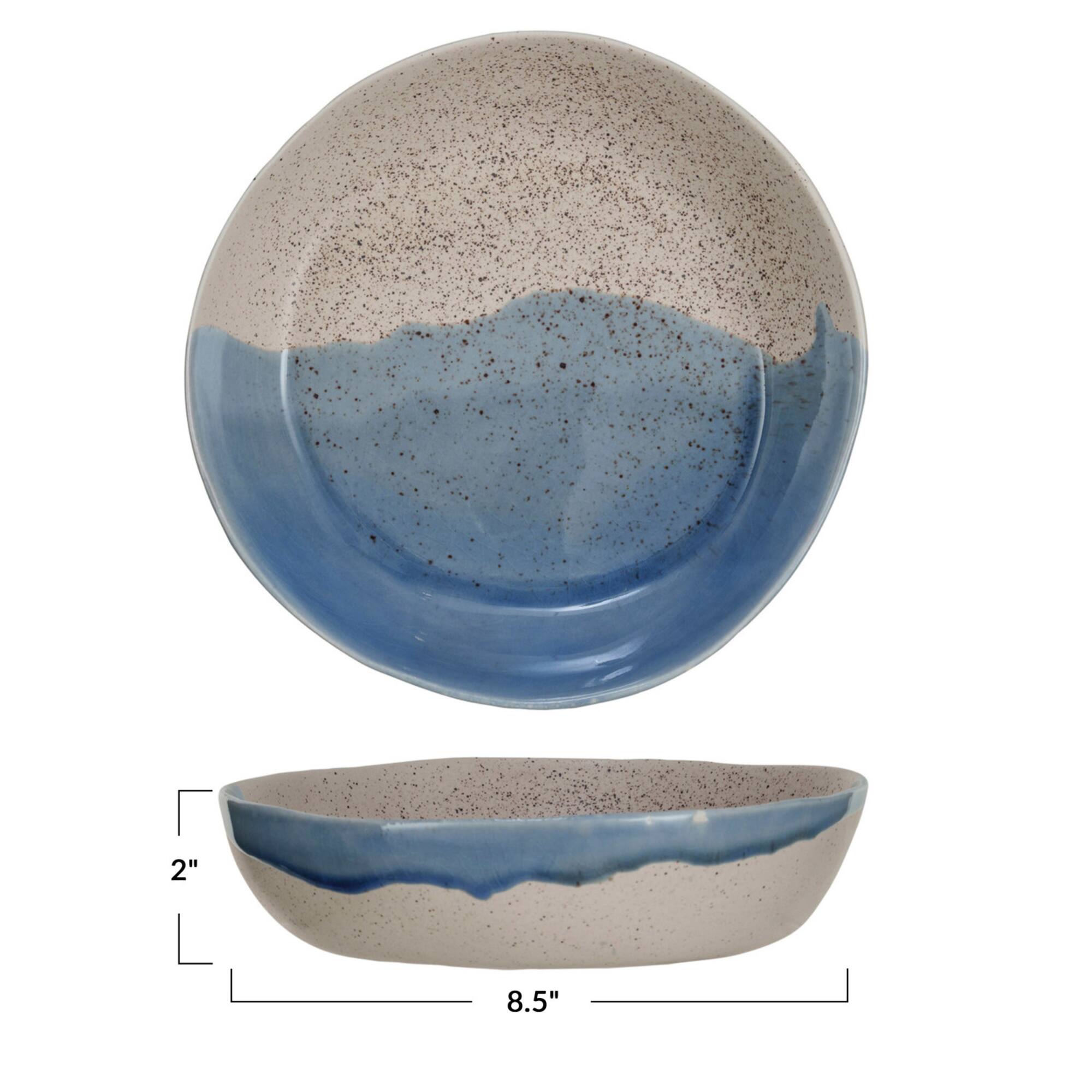Hello Honey® 8.25" Blue & Cream Crackle Glaze Stoneware Serving Bowl